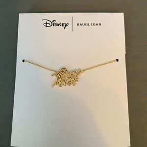 Disney x BaubleBar Gold "Mickey Mouse" Script Necklace